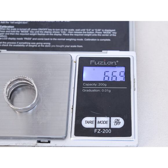 Vintage 925 Silver Crossover Ring Multiple Rows Cubic Zirconia CZ Sparkle - Picture 10 of 11